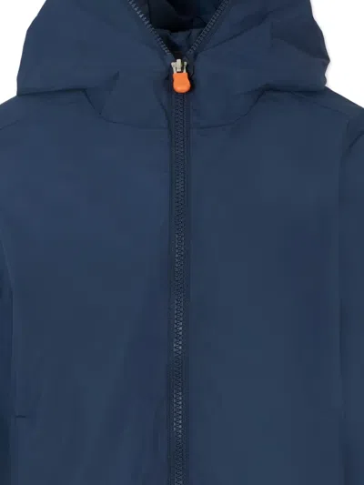 Save The Duck Hooded Zip-up Padded Jacket In Blue
