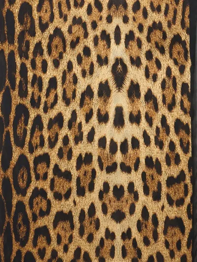 Roberto Cavalli Silk Scarf With Jaguar Skin Print In Multi