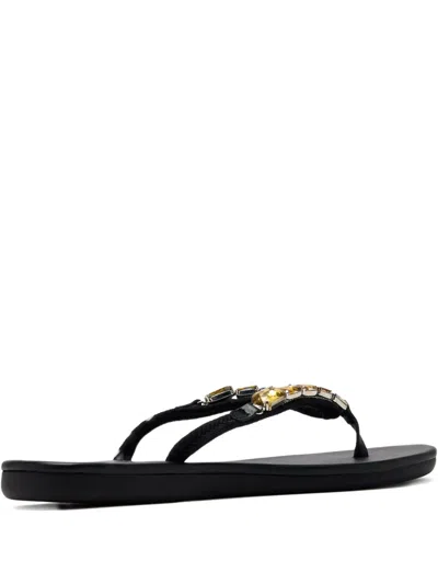 Ancient Greek Sandals Crystal-embellished T-strap Flip-flops In Black