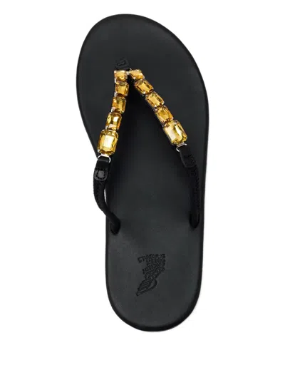 Ancient Greek Sandals Crystal-embellished T-strap Flip-flops In Black