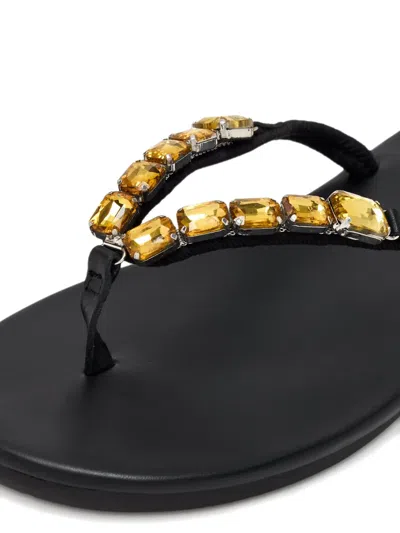 Ancient Greek Sandals Crystal-embellished T-strap Flip-flops In Black