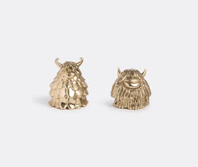 L'objet Lobjet Gold Niki And Simon 24ct Gold-plated Brass Salt And Pepper Shakers In Antique Gold