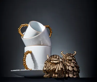 L'objet Lobjet Gold Niki And Simon 24ct Gold-plated Brass Salt And Pepper Shakers In Antique Gold