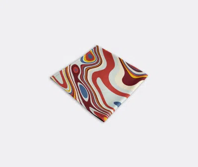 L'objet Linen Sateen Waves Set Of 4 Napkins In Red