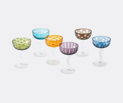 Polspotten Multicolour Peony Coupe Glass Set In Multicolor