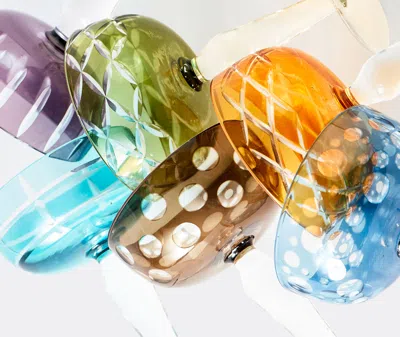 Polspotten Multicolour Peony Coupe Glass Set In Multicolor