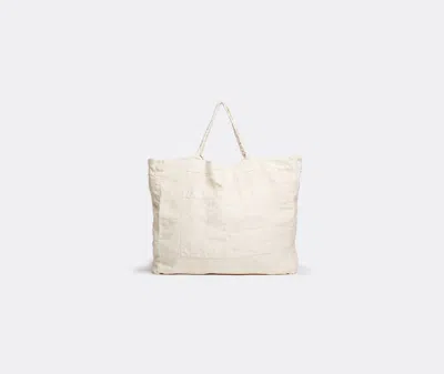 Once Milano Linen Weekend Tote Bag In Cream