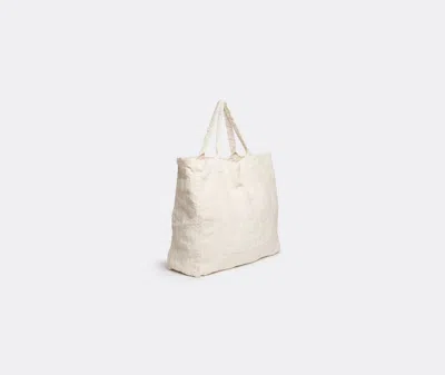 Once Milano Linen Weekend Tote Bag In Cream