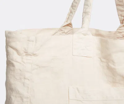 Once Milano Linen Weekend Tote Bag In Cream