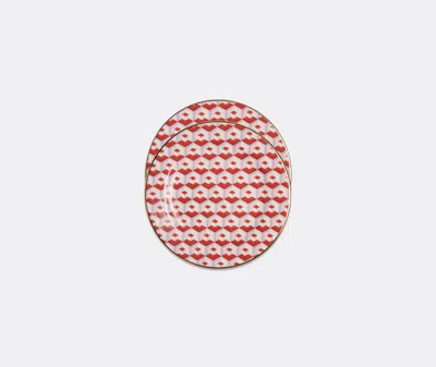 La Doublej Cubi Rosso Dessert Plate (set Of 2) In Multicolor