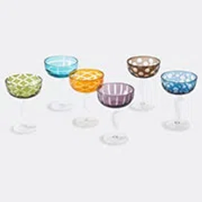 Polspotten Multicolour Peony Coupe Glass Set In Multicolor