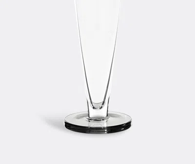 Tom Dixon Puck Set Of Two Flute Glasses In Clear / Black Base