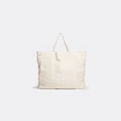 Once Milano Linen Weekend Tote Bag In Cream