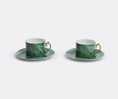 L'objet Malachite Tea Cup Set In Green, Gold