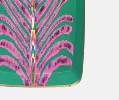 Les-ottomans Feather-print Rectangle Tray In Multicolor