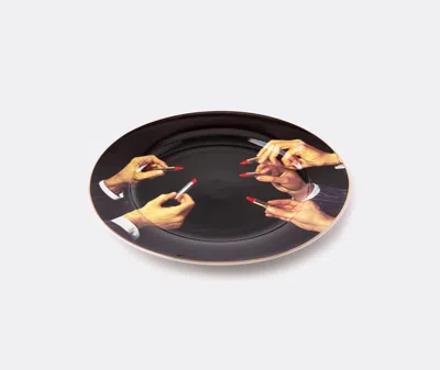 Seletti Lipsticks Porcelain Dinner Plate In Black/multicolor
