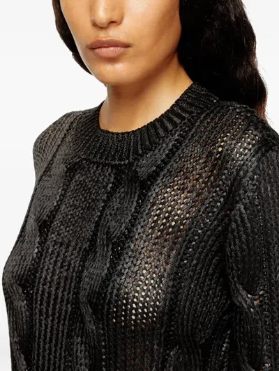Diesel Cable Knit Crewneck Sweater In Black