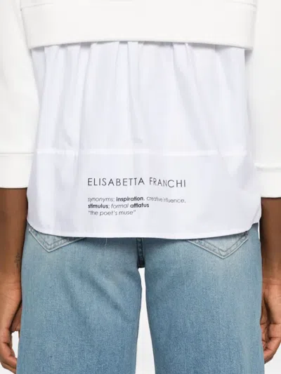 Elisabetta Franchi Fleece Top With Details In Poplin Fabric In White