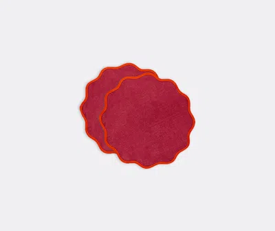 La Doublej Cloud Placemat Set Of 2 In Raspberry