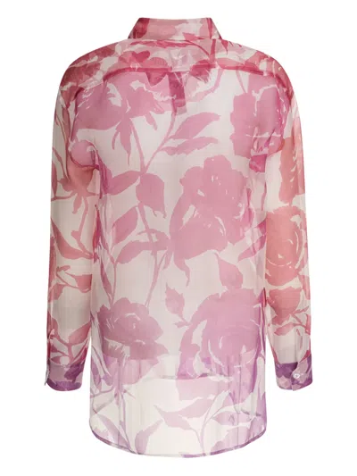 Sleep No More Floral Sheer Silk Shirt In Pink
