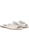 Dolce & Gabbana Rainbow Lace Brooch-detail Sandals In White