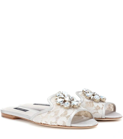 Shop Dolce & Gabbana Bianca Slip-on Sandals In White