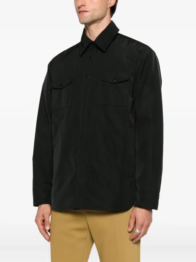 Aspesi Buttoned Flap-pocket Shirt Jacket In Black