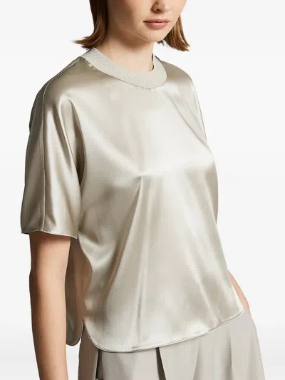 Peserico Satin-trimmed Boxy Top In Gold