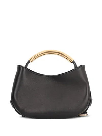 Moschino Leather With Gold-tone Handle Shoulder Bag In Pattern