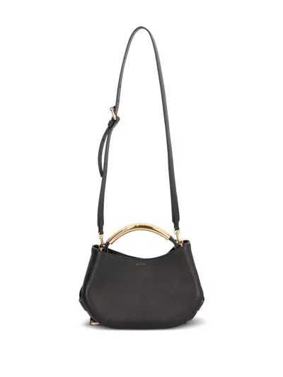 Moschino Leather With Gold-tone Handle Shoulder Bag In Pattern