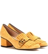 Gucci 55mm Marmont Fringed Suede Pumps In Copper
