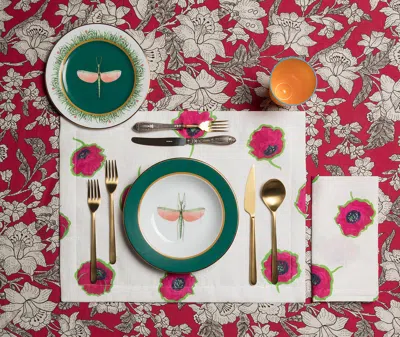 La Doublej Libellula Set Of 2 Porcelain Dinner Plates In Green