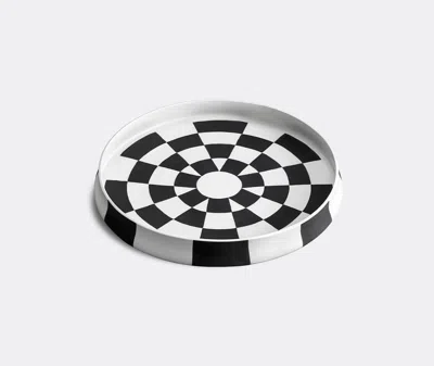 L'objet White Damier Porcelain Platter In Black And White