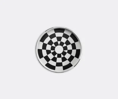 L'objet White Damier Porcelain Platter In Black And White