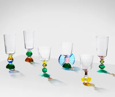 Reflections Copenhagen Somerset Short Crystal Glass Set Of 2 - Clear/emerald/coralazure/cobalt In Multicolour