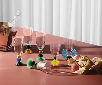 Reflections Copenhagen Somerset Short Crystal Glass Set Of 2 - Clear/emerald/coralazure/cobalt In Multicolour