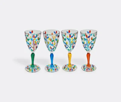 Les-ottomans Floral Set Of 4 Crystal Glasses In Multicolor