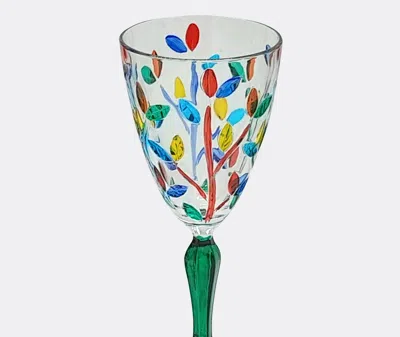 Les-ottomans Floral Set Of 4 Crystal Glasses In Multicolor