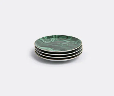 L'objet Set Of Four Malachite Canape Plates In Green, Gold