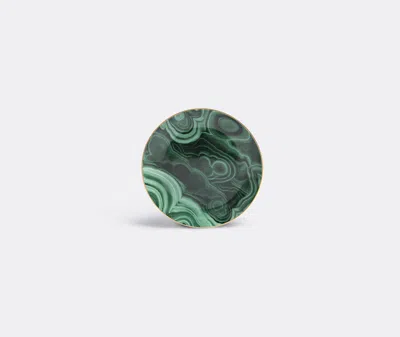 L'objet Set Of Four Malachite Canape Plates In Green, Gold