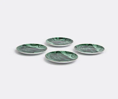 L'objet Set Of Four Malachite Canape Plates In Green, Gold