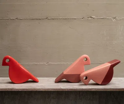 Nuove Forme Decorative Ceramic Bird In Red