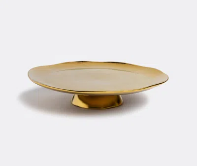 Bitossi Home La Tavola Scomposta Cake Stand In Gold Irregular Edge