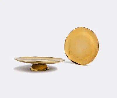 Bitossi Home La Tavola Scomposta Cake Stand In Gold Irregular Edge