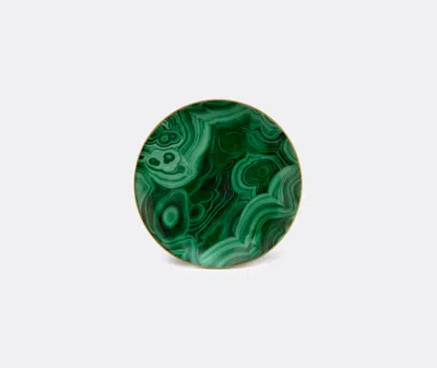 L'objet Malachite 24k Gold & Porcelain Charger & Cake Plate In Green, Gold