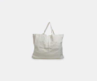 Once Milano Linen Weekend Tote Bag In White