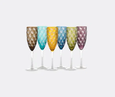 Polspotten Set Of 6 Multicolor Champagne Glasses In Multicolor