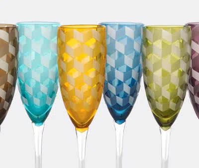 Polspotten Set Of 6 Multicolor Champagne Glasses In Multicolor