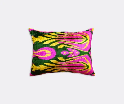 Les-ottomans Abstract-print Silk Cushion In Multicolor