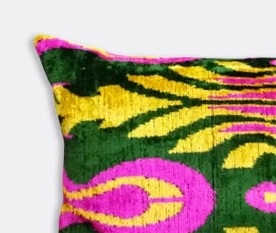 Les-ottomans Abstract-print Silk Cushion In Multicolor